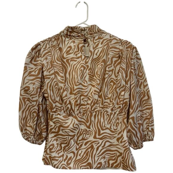 Song of Style Revolve Teagan Top in Zebra Multiple Size S Retro Puff Sleeve - Picture 6 of 8